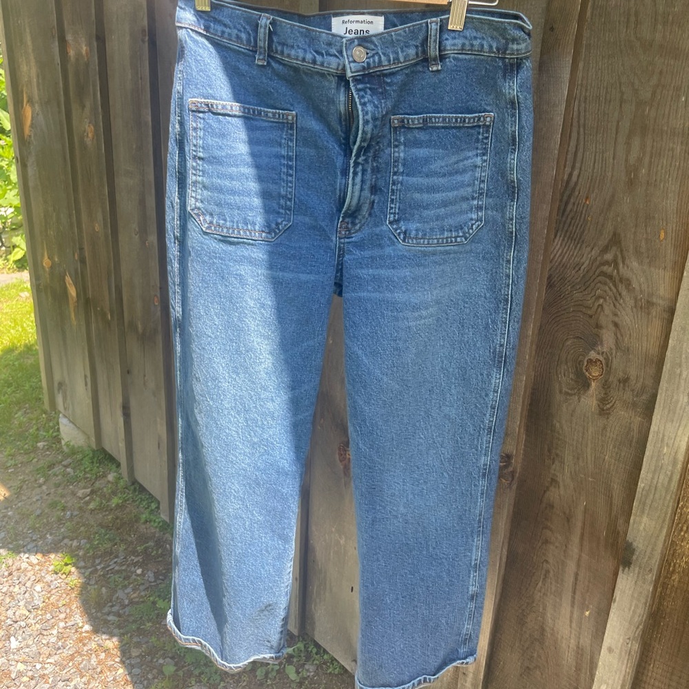 Reformation Alyssa Patch Pocket High Rise Wide Leg Jeans
